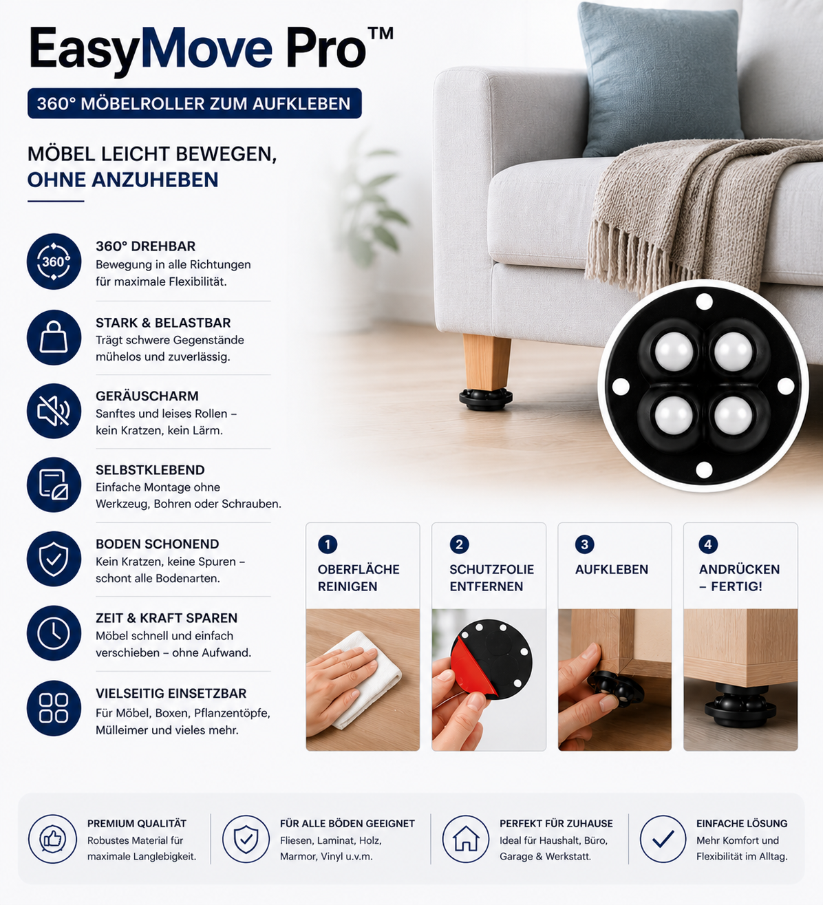 EasyMove Pro™ - "schwere Möbel mühelos bewegen"
